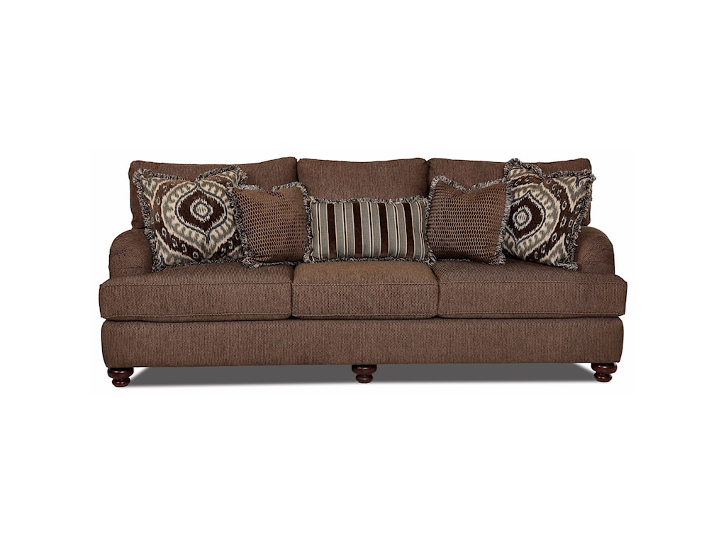 Klaussner Declan Traditional Sofa with Turned Feet Royal